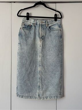 WARDROBE.NYC Light Blue Denim Midi Skirt